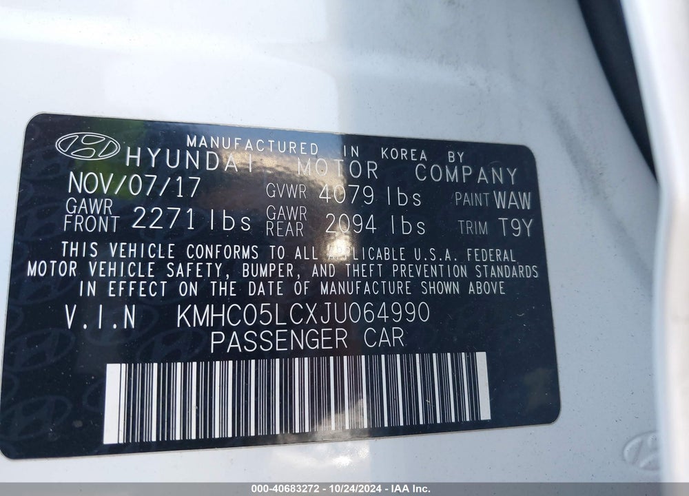 2018 HYUNDAI IONIQ HYBRID LIMITED VIN: KMHC05LCXJU064990