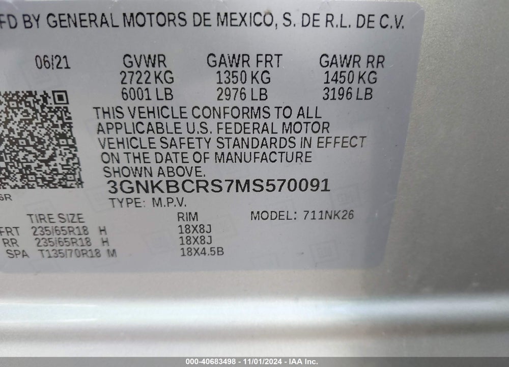 2021 CHEVROLET BLAZER FWD 2LT VIN: 3GNKBCRS7MS570091