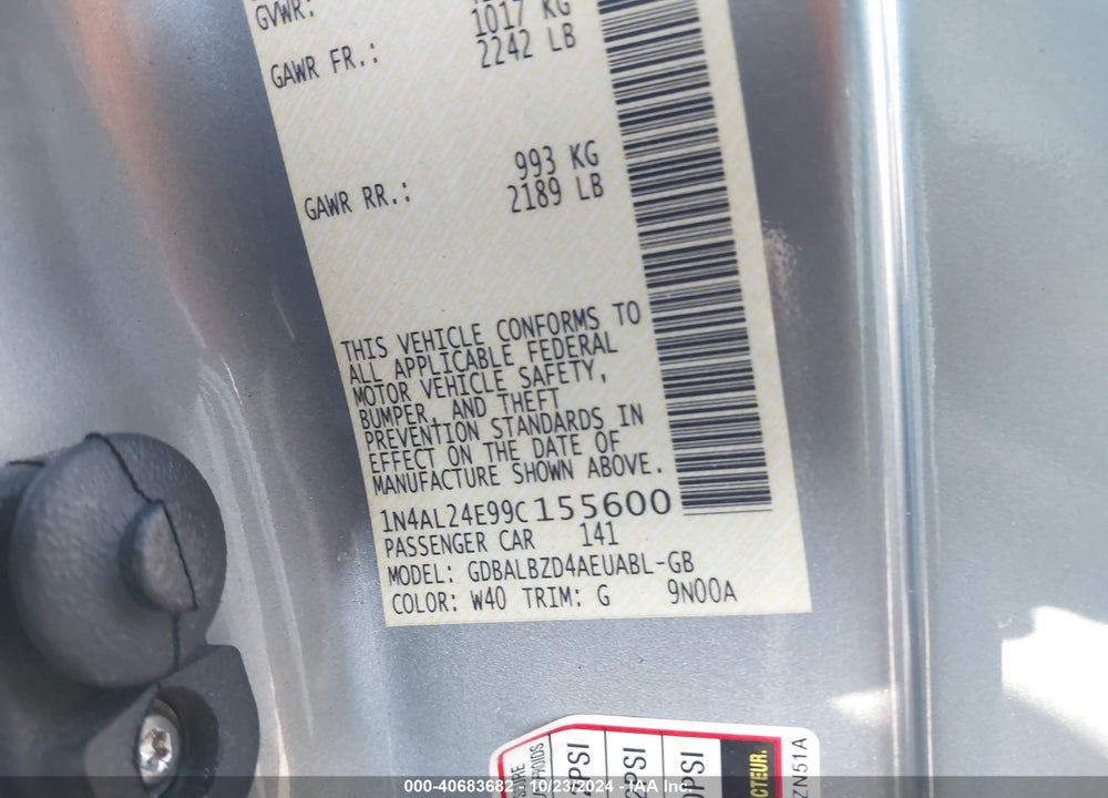 2009 NISSAN ALTIMA 2.5 S VIN: 1N4AL24E99C155600