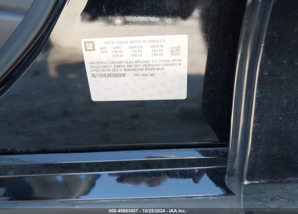 2014 CHEVROLET IMPALA 2LT VIN: 2G1125S32E9222242