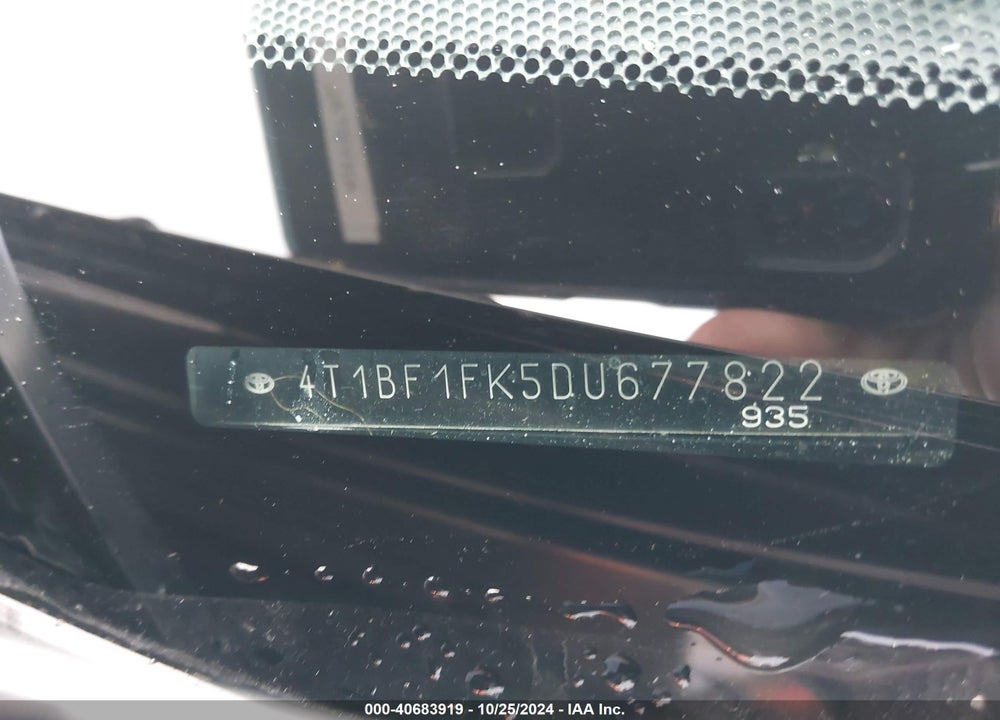 2013 TOYOTA CAMRY SE VIN: 4T1BF1FK5DU677822