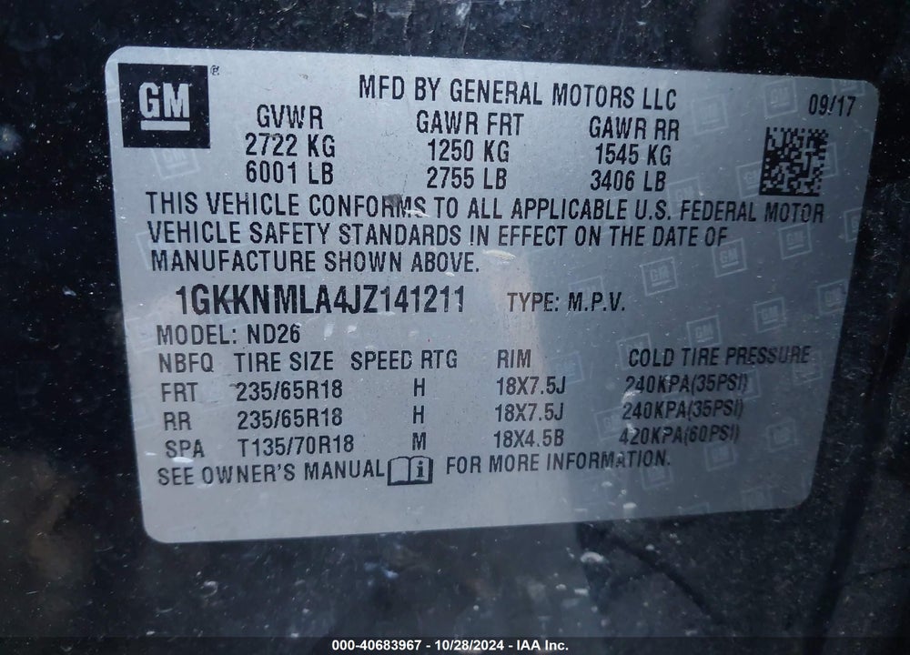 2018 GMC ACADIA SLT-1 VIN: 1GKKNMLA4JZ141211
