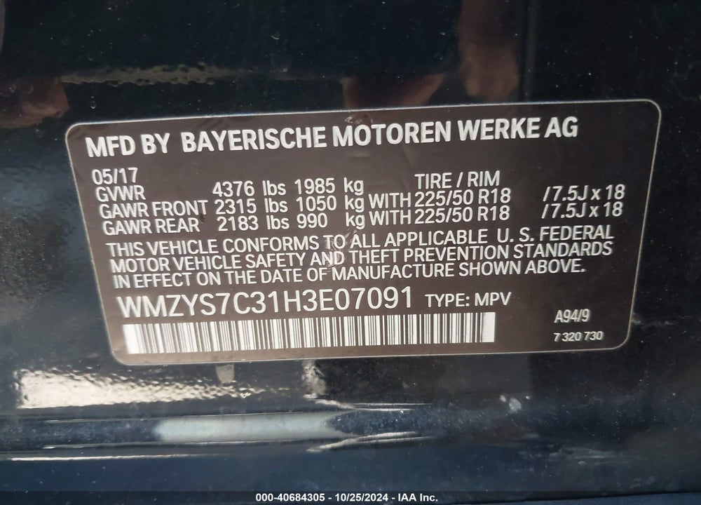 2017 MINI COUNTRYMAN COOPER VIN: WMZYS7C31H3E07091