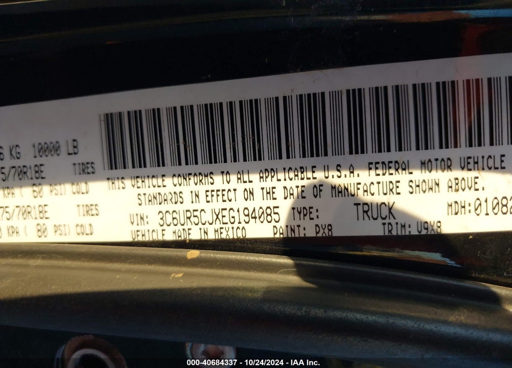 2014 RAM 2500 TRADESMAN VIN: 3C6UR5CJXEG194085