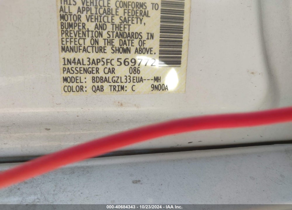2015 NISSAN ALTIMA 2.5 S VIN: 1N4AL3AP5FC569772
