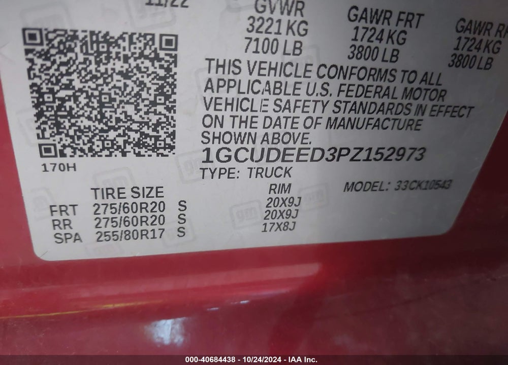 2023 CHEVROLET SILVERADO 1500 4WD SHORT BED RST VIN: 1GCUDEED3PZ152973