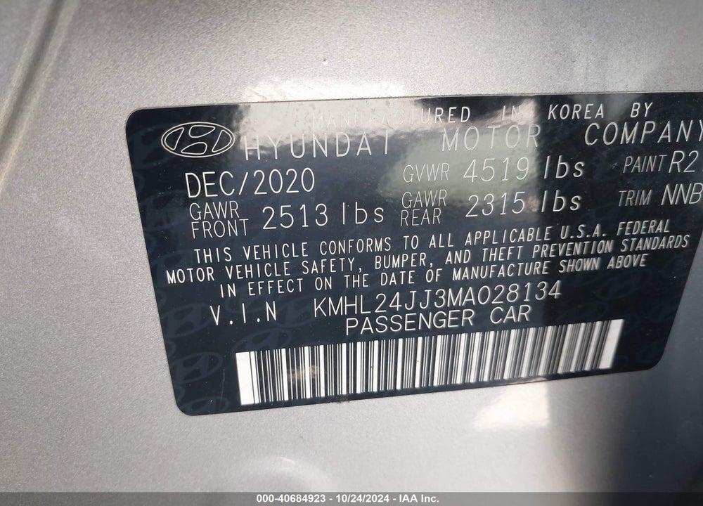 2021 HYUNDAI SONATA BLUE VIN: KMHL24JJ3MA028134