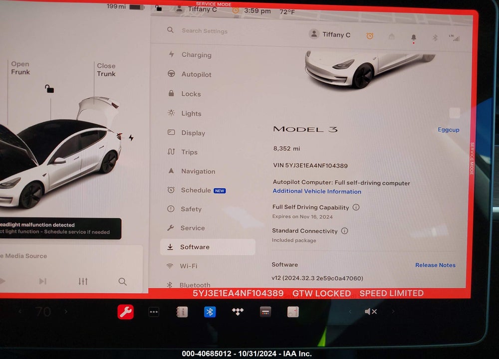 2022 TESLA MODEL 3 REAR-WHEEL DRIVE VIN: 5YJ3E1EA4NF104389