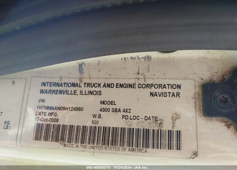 2009 INTERNATIONAL 4000 4300 VIN: 1HTMMAAN09H124860