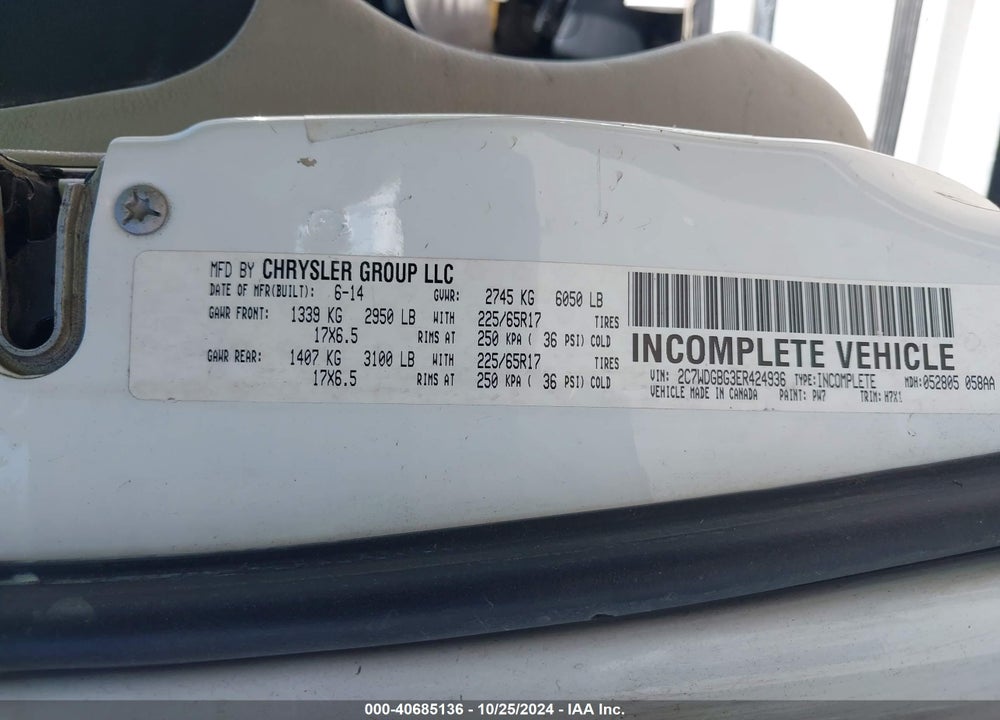 2014 DODGE GRAND CARAVAN SE VIN: 2C7WDGBG3ER424936