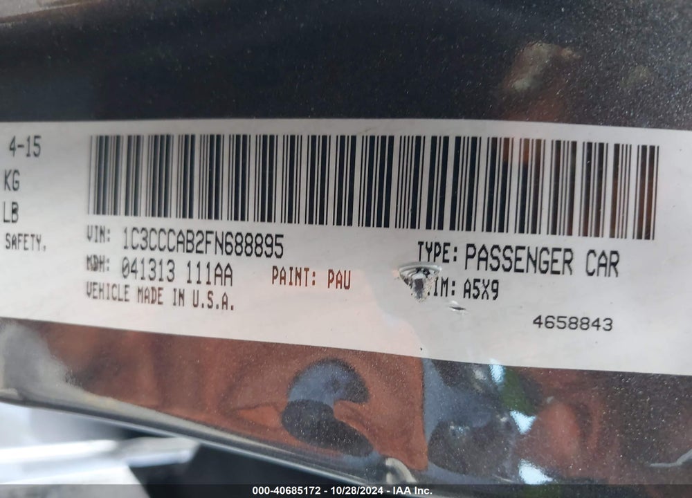 2015 CHRYSLER 200 LIMITED VIN: 1C3CCCAB2FN688895