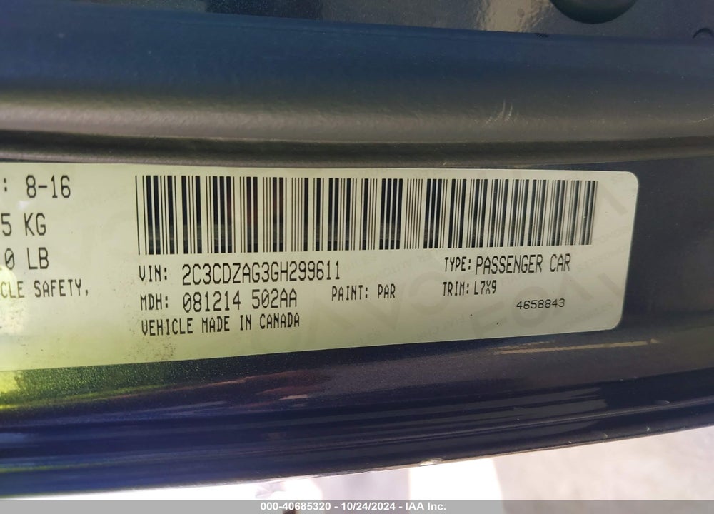 2016 DODGE CHALLENGER SXT VIN: 2C3CDZAG3GH299611