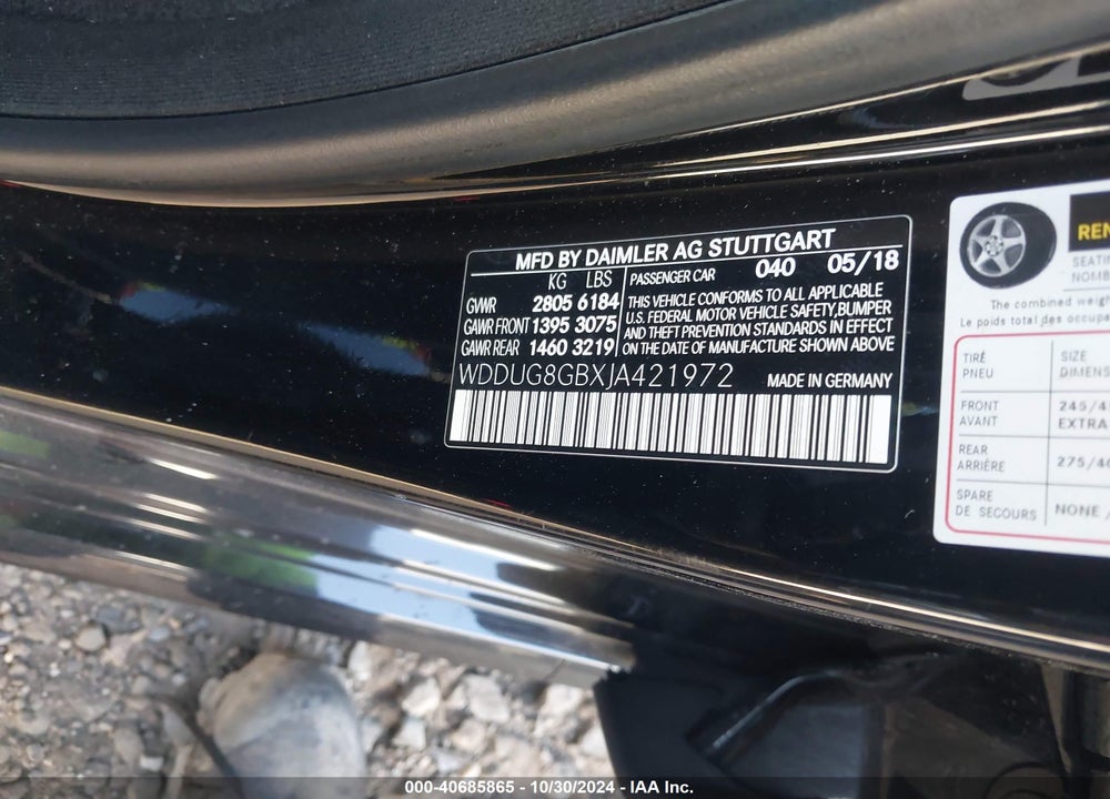 2018 MERCEDES-BENZ S 560 4MATIC VIN: WDDUG8GBXJA421972