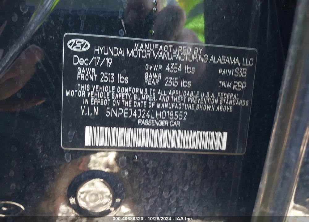2020 HYUNDAI SONATA SEL PLUS VIN: 5NPEJ4J24LH018552