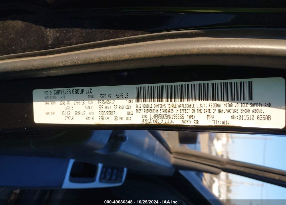 2010 JEEP LIBERTY LIMITED VIN: 1J4PN5GK5AW136265