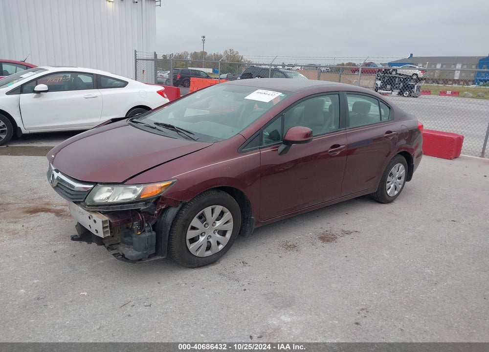 2012 HONDA CIVIC SDN LX VIN: 19XFB2F52CE062336