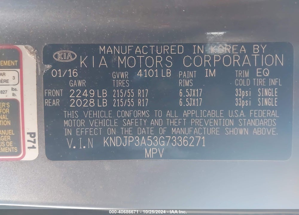 2016 KIA SOUL VIN: KNDJP3A53G7336271