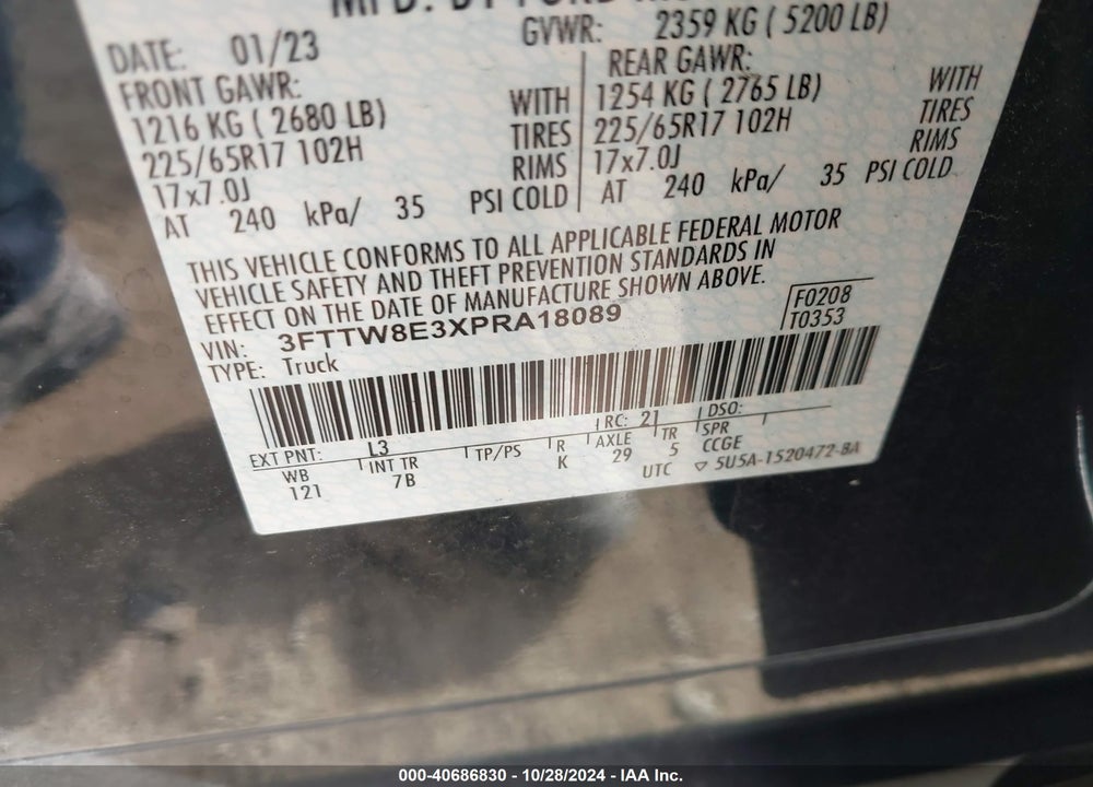 2023 FORD MAVERICK XLT VIN: 3FTTW8E3XPRA18089