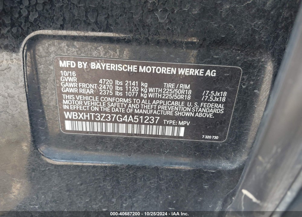 2016 BMW X1 XDRIVE28I VIN: WBXHT3Z37G4A51237