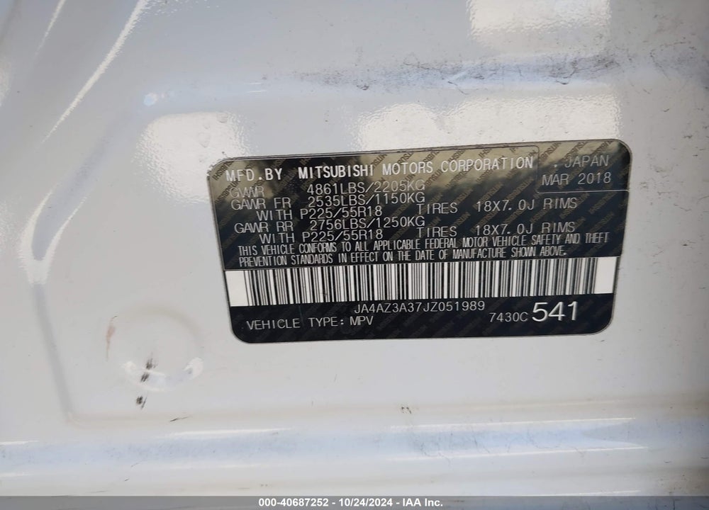 2018 MITSUBISHI OUTLANDER LE VIN: JA4AZ3A37JZ051989