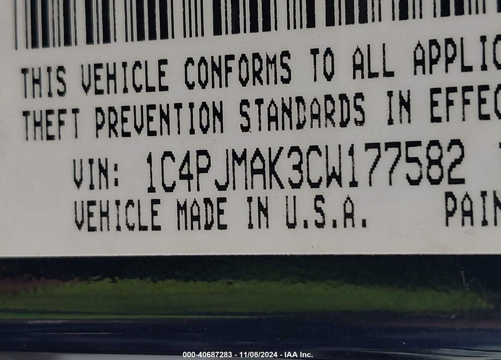 2012 JEEP LIBERTY VIN: 1C4PJMAK3CW177582