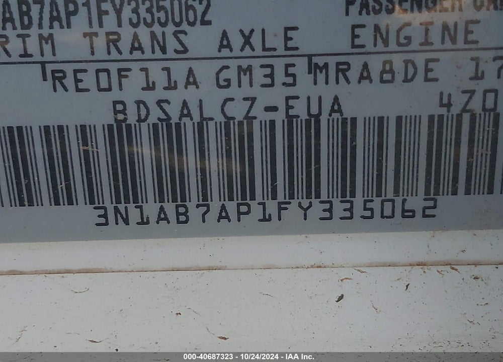 2015 NISSAN SENTRA FE+ S/S/SL/SR/SV VIN: 3N1AB7AP1FY335062