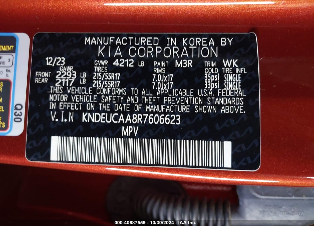 2024 KIA SELTOS S VIN: KNDEUCAA8R7606623