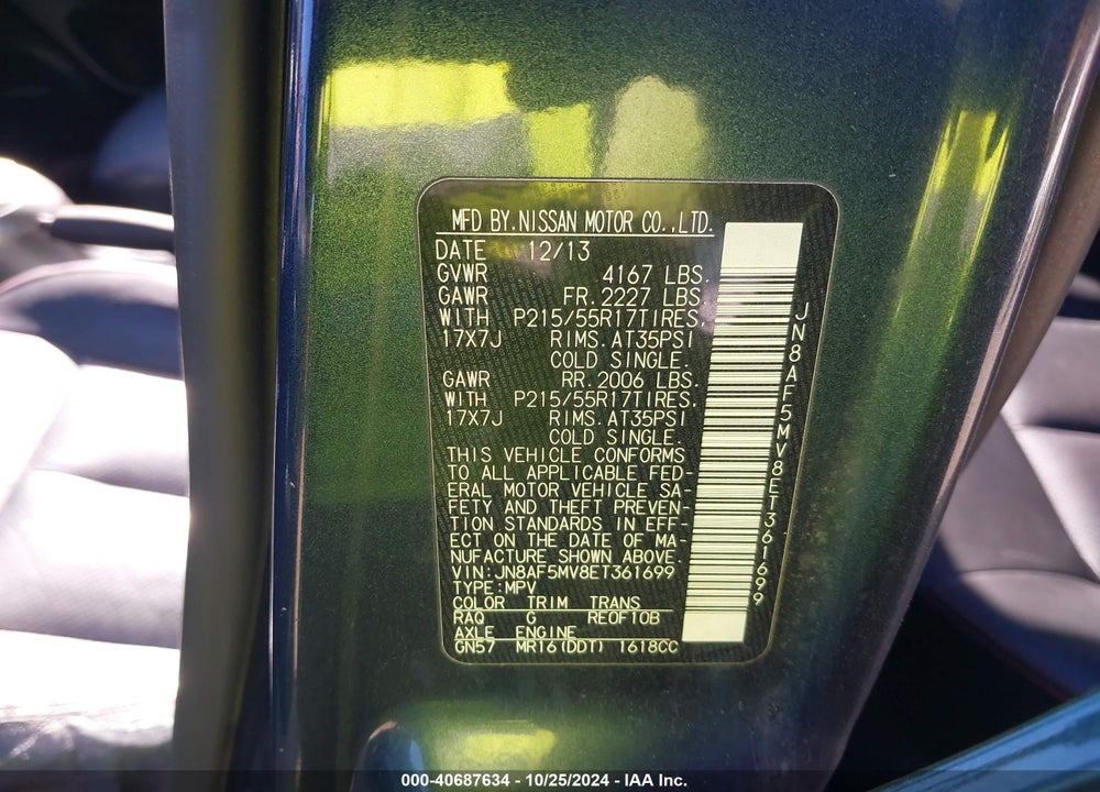 2014 NISSAN JUKE SL VIN: JN8AF5MV8ET361699