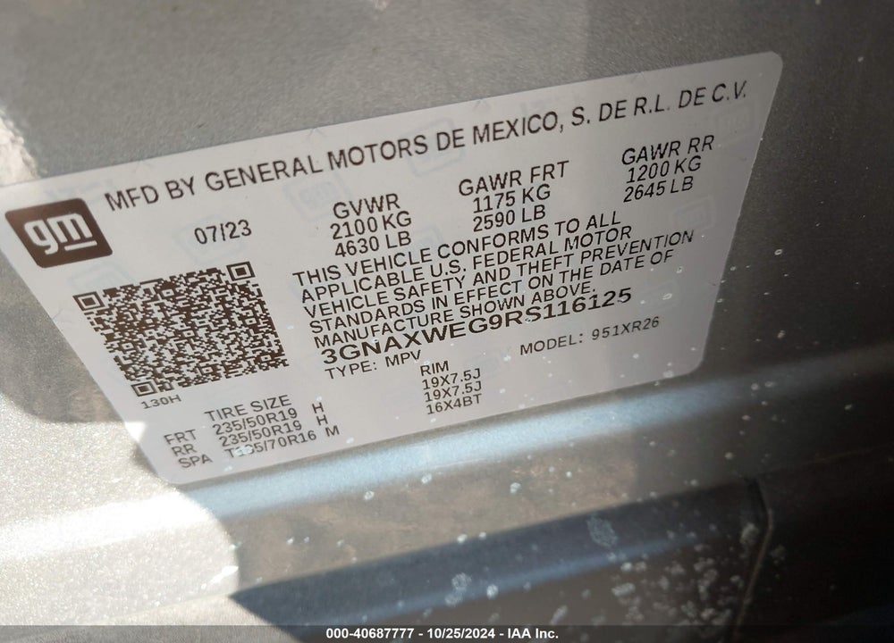 2024 CHEVROLET EQUINOX AWD RS VIN: 3GNAXWEG9RS116125