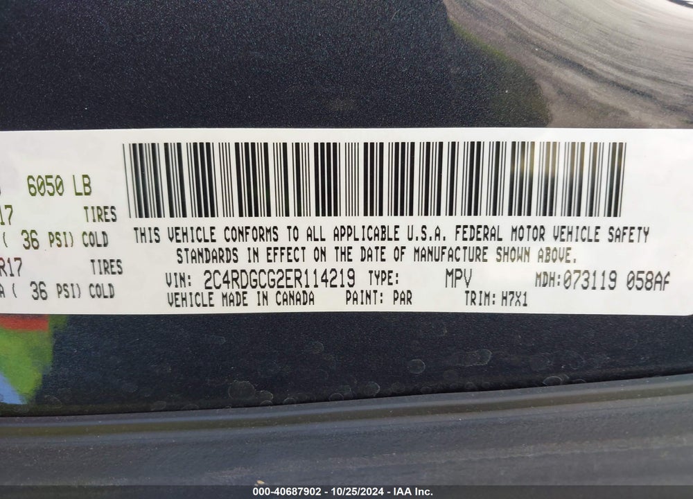 2014 DODGE GRAND CARAVAN SXT VIN: 2C4RDGCG2ER114219