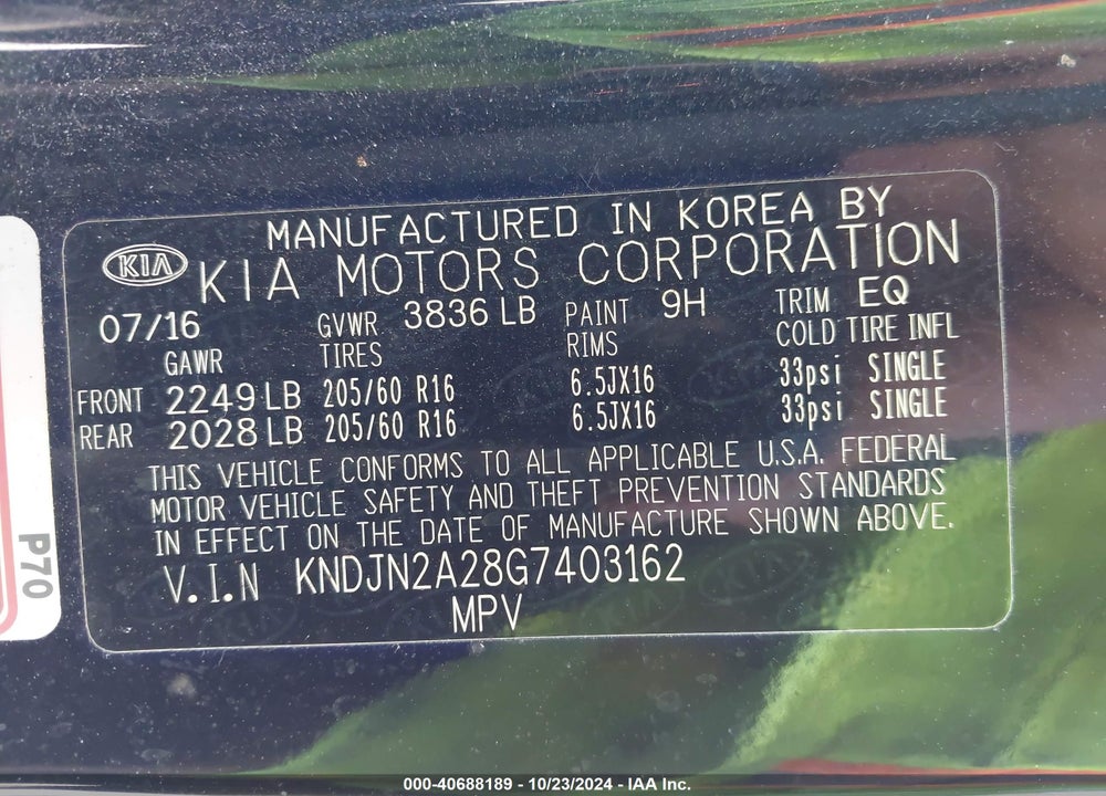 2016 KIA SOUL VIN: KNDJN2A28G7403162
