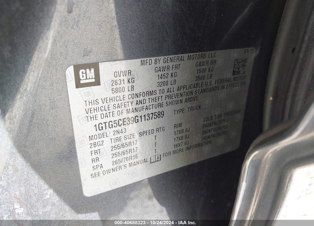 2016 GMC CANYON SLE VIN: 1GTG5CE39G1137589