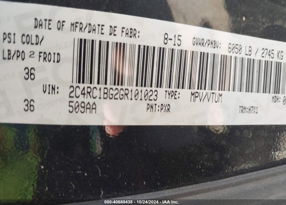 2016 CHRYSLER TOWN & COUNTRY TOURING VIN: 2C4RC1BG2GR101023