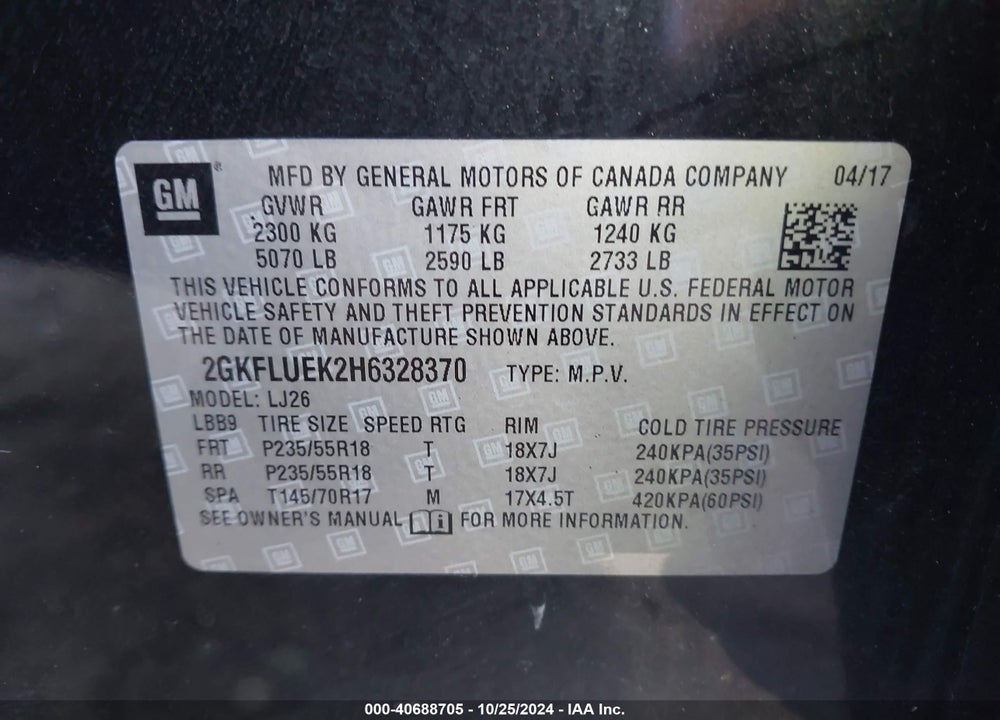 2017 GMC TERRAIN SLT VIN: 2GKFLUEK2H6328370