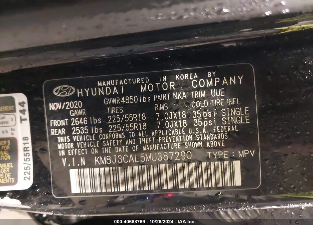 2021 HYUNDAI TUCSON ULTIMATE VIN: KM8J3CAL5MU387290