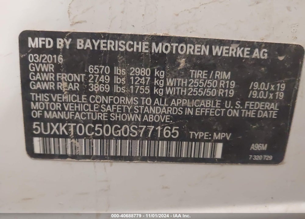 2016 BMW X5 EDRIVE XDRIVE40E VIN: 5UXKT0C50G0S77165