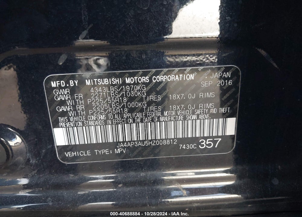 2017 MITSUBISHI OUTLANDER SPORT 2.0 ES VIN: JA4AP3AU5HZ008812