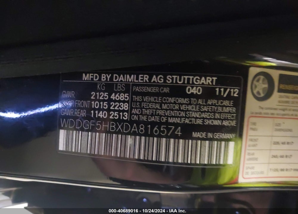 2013 MERCEDES-BENZ C 350 VIN: WDDGF5HBXDA816574