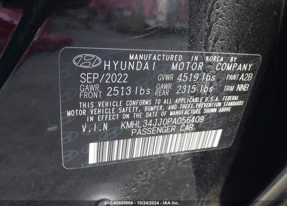 2023 HYUNDAI SONATA HYBRID SEL VIN: KMHL34JJ0PA056409