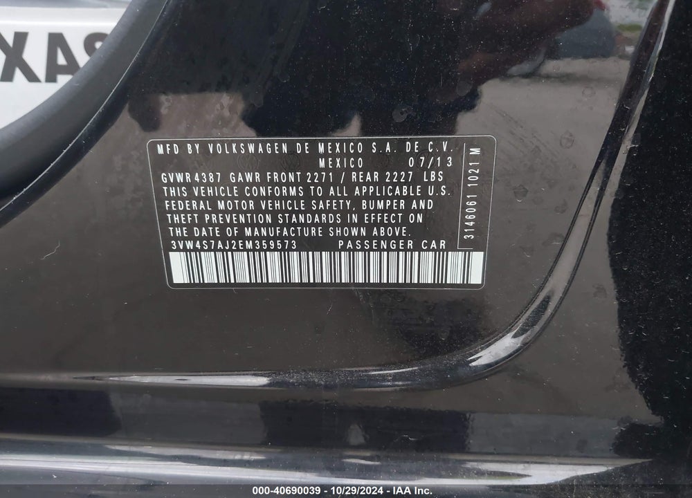 2014 VOLKSWAGEN JETTA GLI VIN: 3VW4S7AJ2EM359573