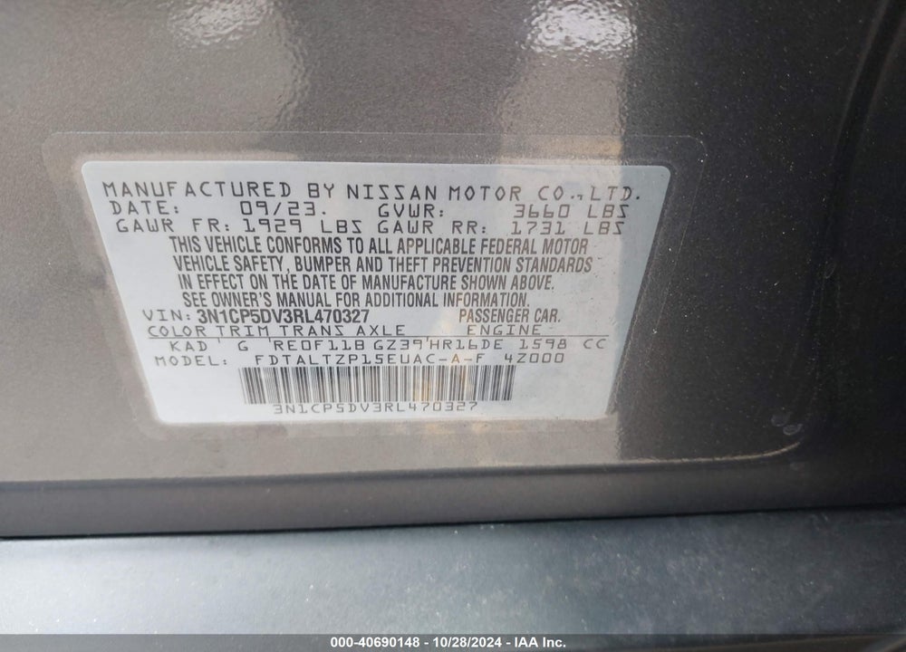 2024 NISSAN KICKS SR XTRONIC CVT VIN: 3N1CP5DV3RL470327
