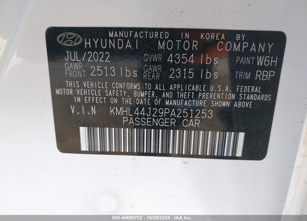 2023 HYUNDAI SONATA SEL PLUS VIN: KMHL44J29PA251253