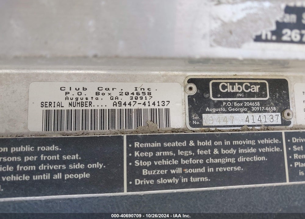 1994 GOLF CART OTHER VIN: A9447414137