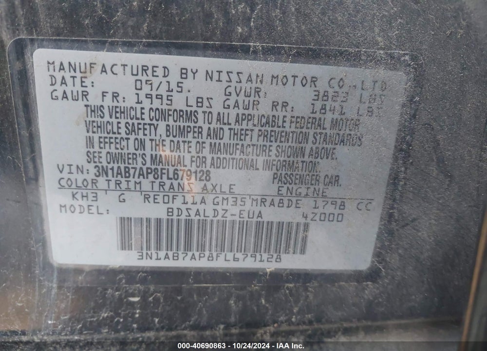 2015 NISSAN SENTRA VIN: 3N1AB7AP8FL679128