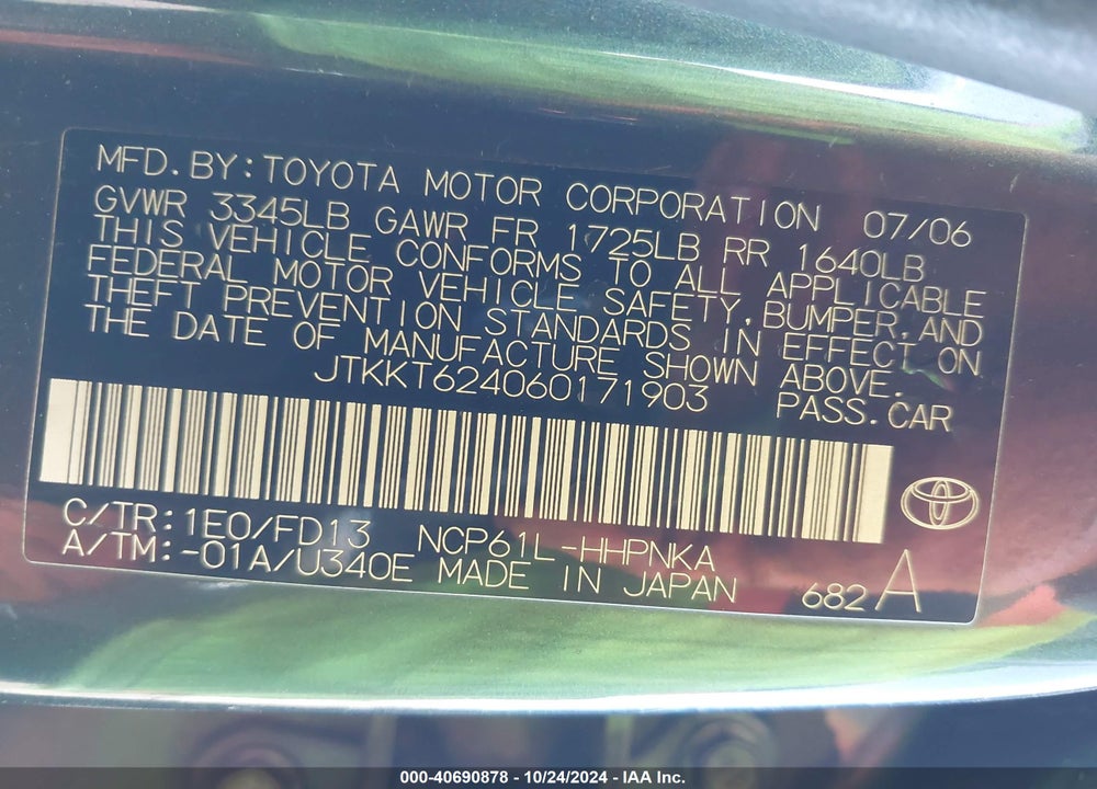 2006 SCION XA VIN: JTKKT624060171903