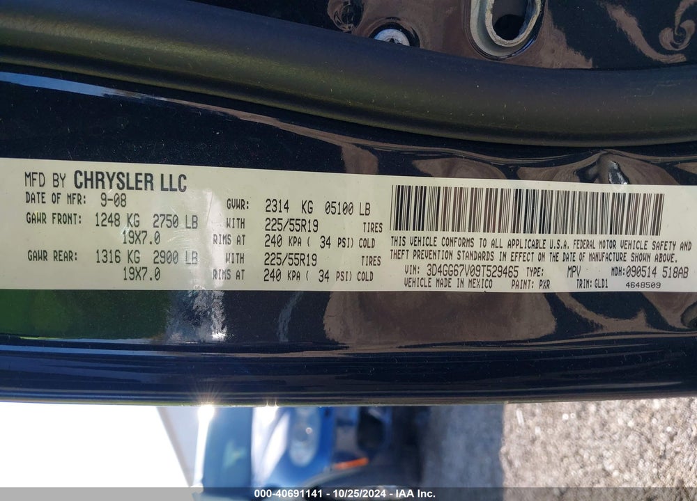 2009 DODGE JOURNEY R/T VIN: 3D4GG67V09T529465