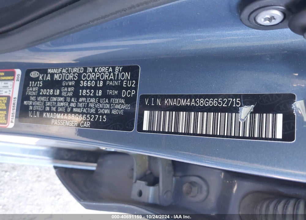 2016 KIA RIO LX VIN: KNADM4A38G6652715