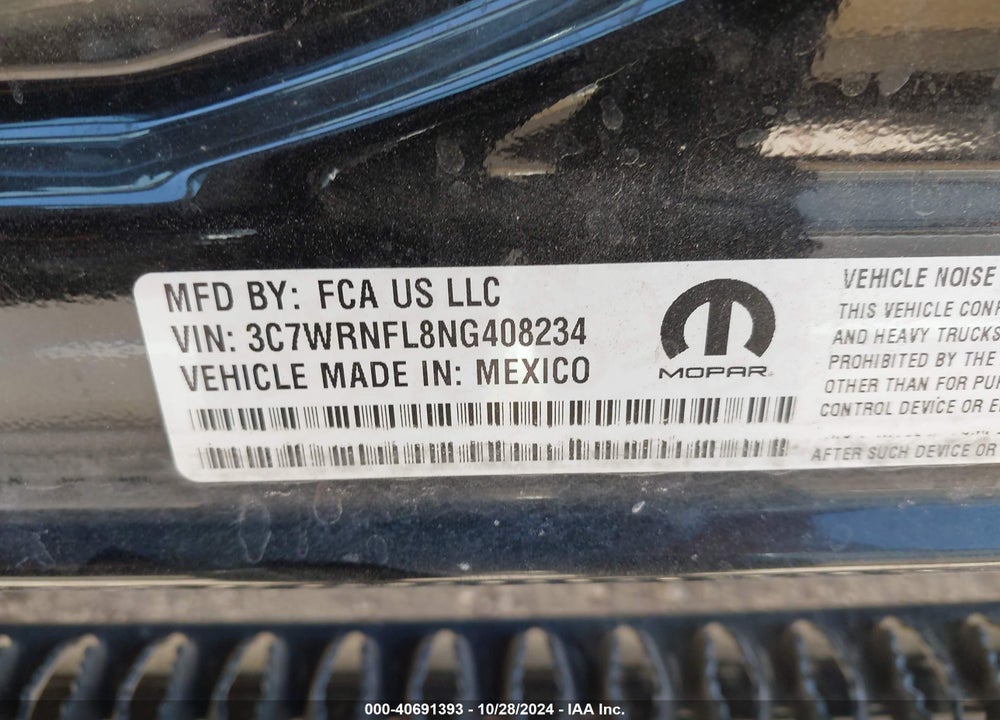2022 RAM 5500 CHASSIS TRADESMAN/SLT/LAIE/LIMITED VIN: 3C7WRNFL8NG408234