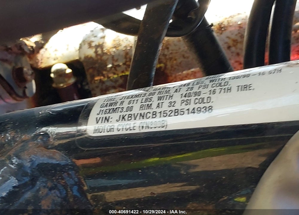 2002 KAWASAKI VN800 B VIN: JKBVNCB152B514938