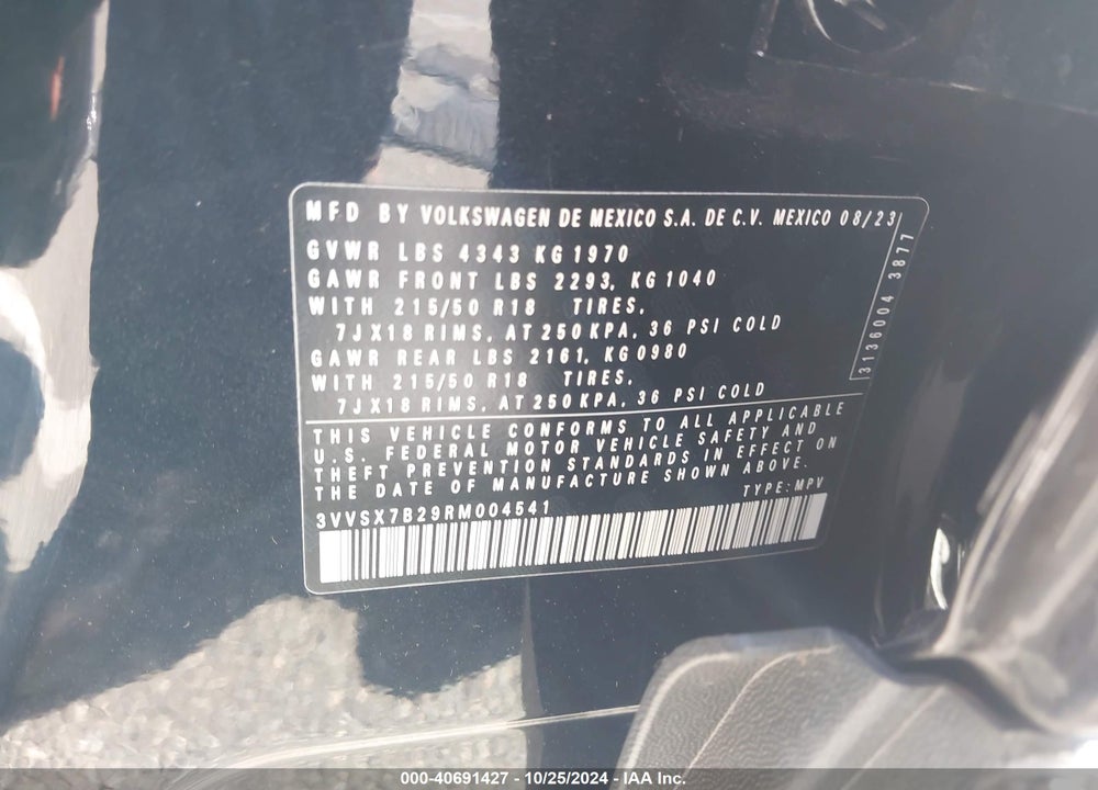 2024 VOLKSWAGEN TAOS 1.5T SE VIN: 3VVSX7B29RM004541